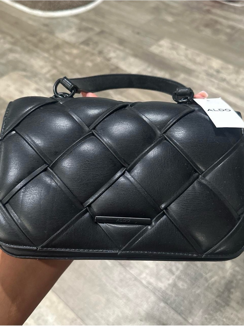 ALDO Black Quilted Woven Shoulder Bag